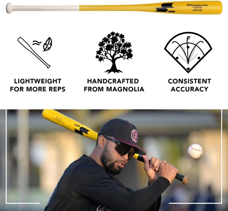 SSK Z9 Professional Edge Comp Coaches Wood Fungo Bat 33" 35" 37" - Baseball & Softball – 22+ Colors - 60 Day Warranty (37", Natural/Navy/Red) - Image 2